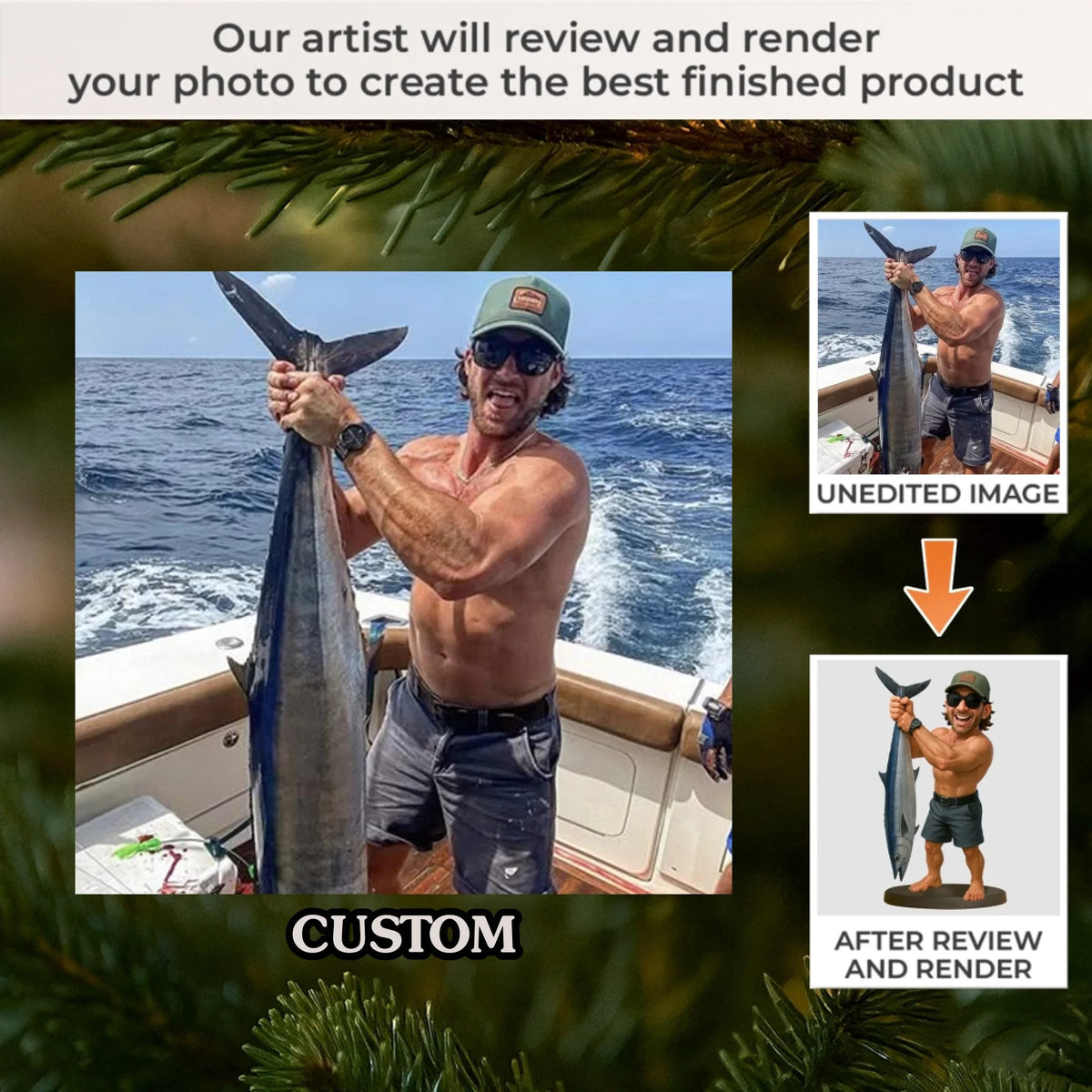Custom Photo Acrylic Ornament - Personalized Christmas Birthday Fishing Gifts For Fisherman - Catch Of The Year
