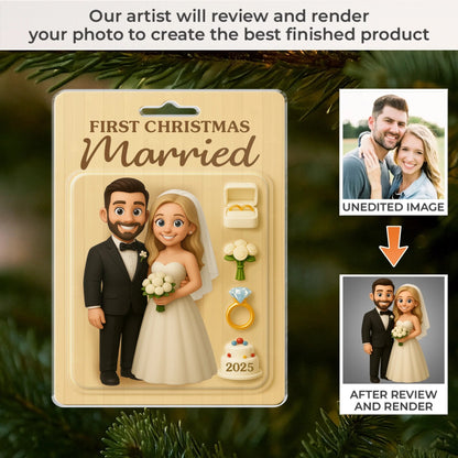 Custom Photo Acrylic Ornament - Personalized Anniversary Christmas Wedding Gifts For Husband And Wife, Him And Her - Unbox The Love Story