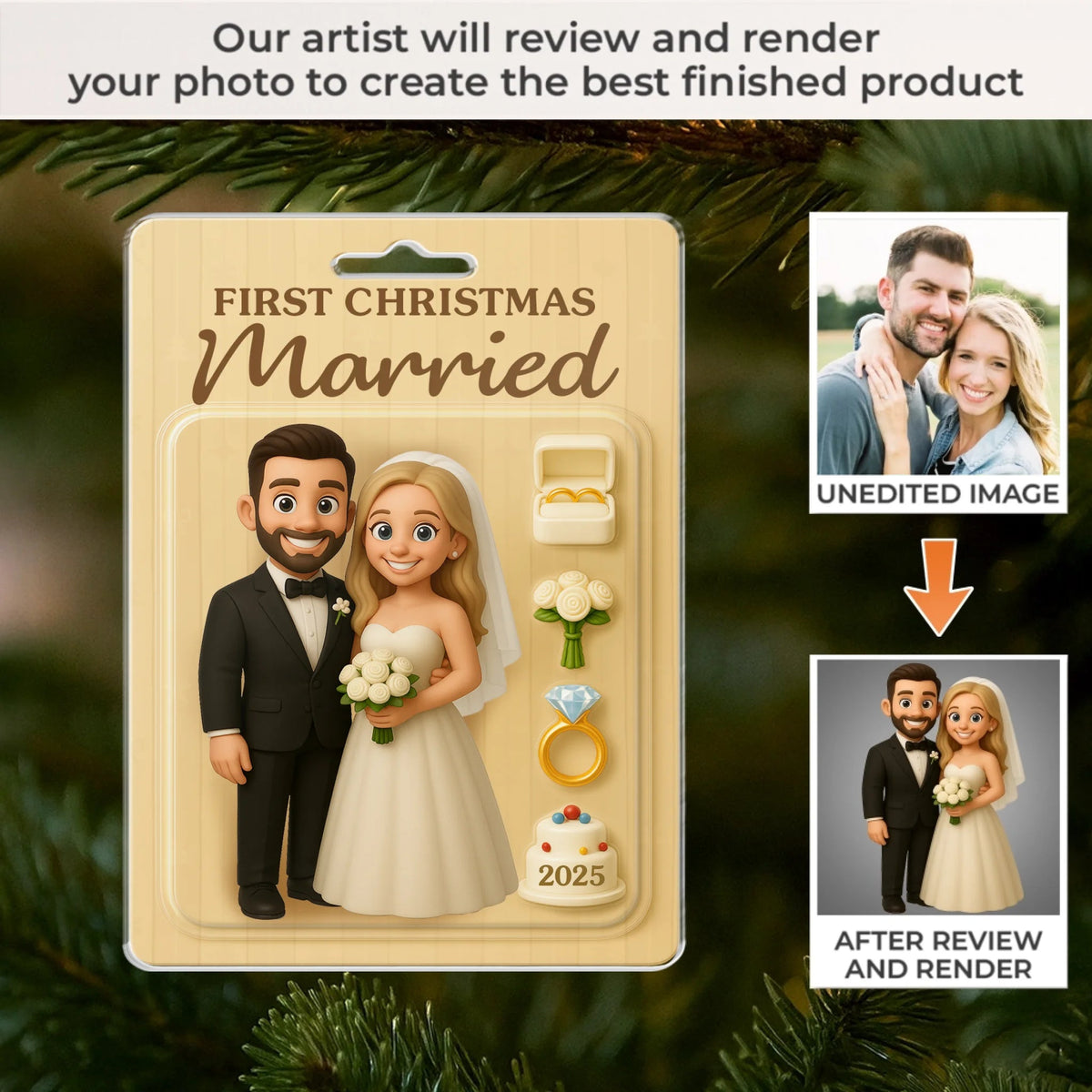 Custom Photo Acrylic Ornament - Personalized Anniversary Christmas Wedding Gifts For Husband And Wife, Him And Her - Unbox The Love Story