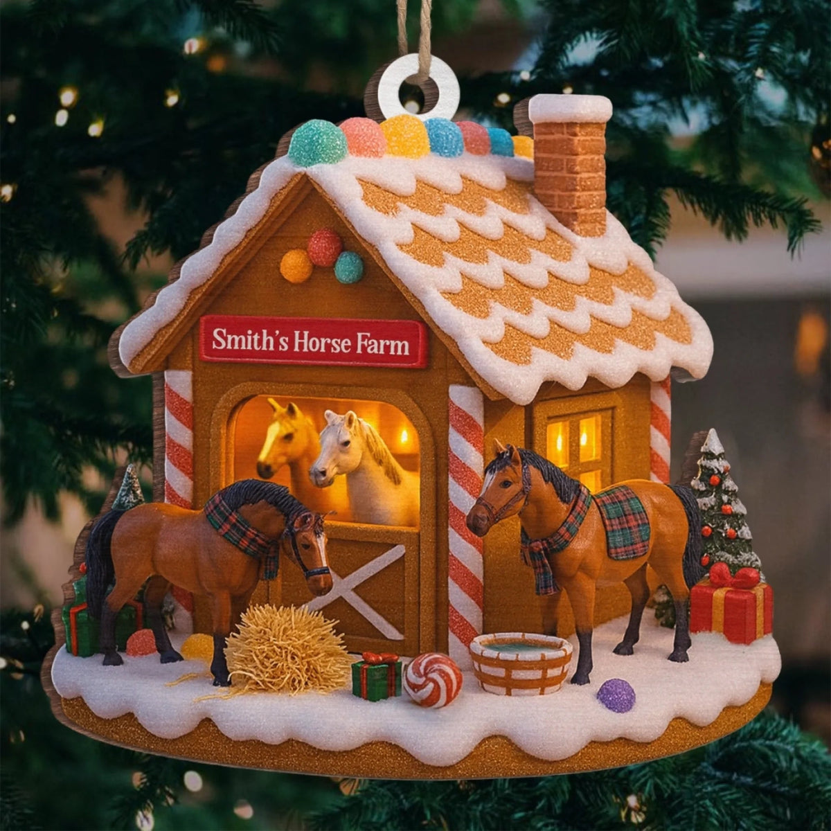 Custom Wood Ornament - Horse Farm Personalized Christmas Birthday Gifts For Women, Men - Keep Calm And Farm On