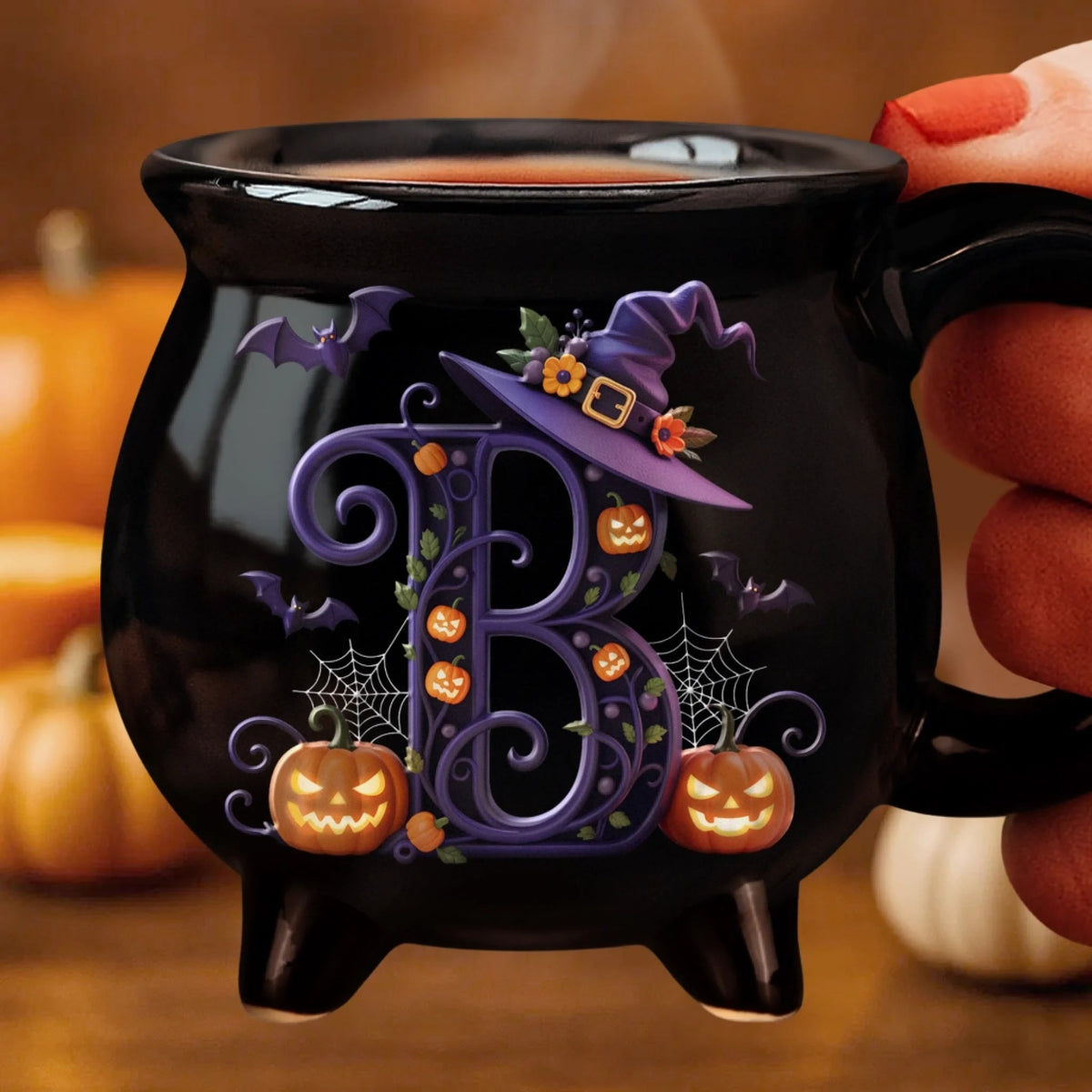 Custom Ceramic Cauldron Coffee Mug - Personalized Halloween Witchy Gifts For Besties, Sisters, BFF, Family, Yourself - Brew And Boo