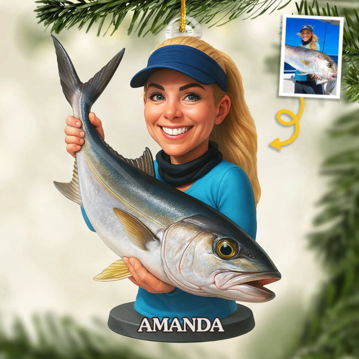 Custom Photo Acrylic Ornament - Personalized Christmas Birthday Fishing Gifts For Fisherman - Catch Of The Year