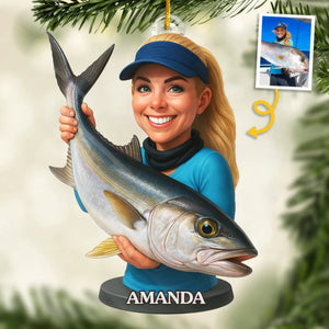 Custom Photo Acrylic Ornament - Personalized Christmas Birthday Fishing Gifts For Fisherman - Catch Of The Year