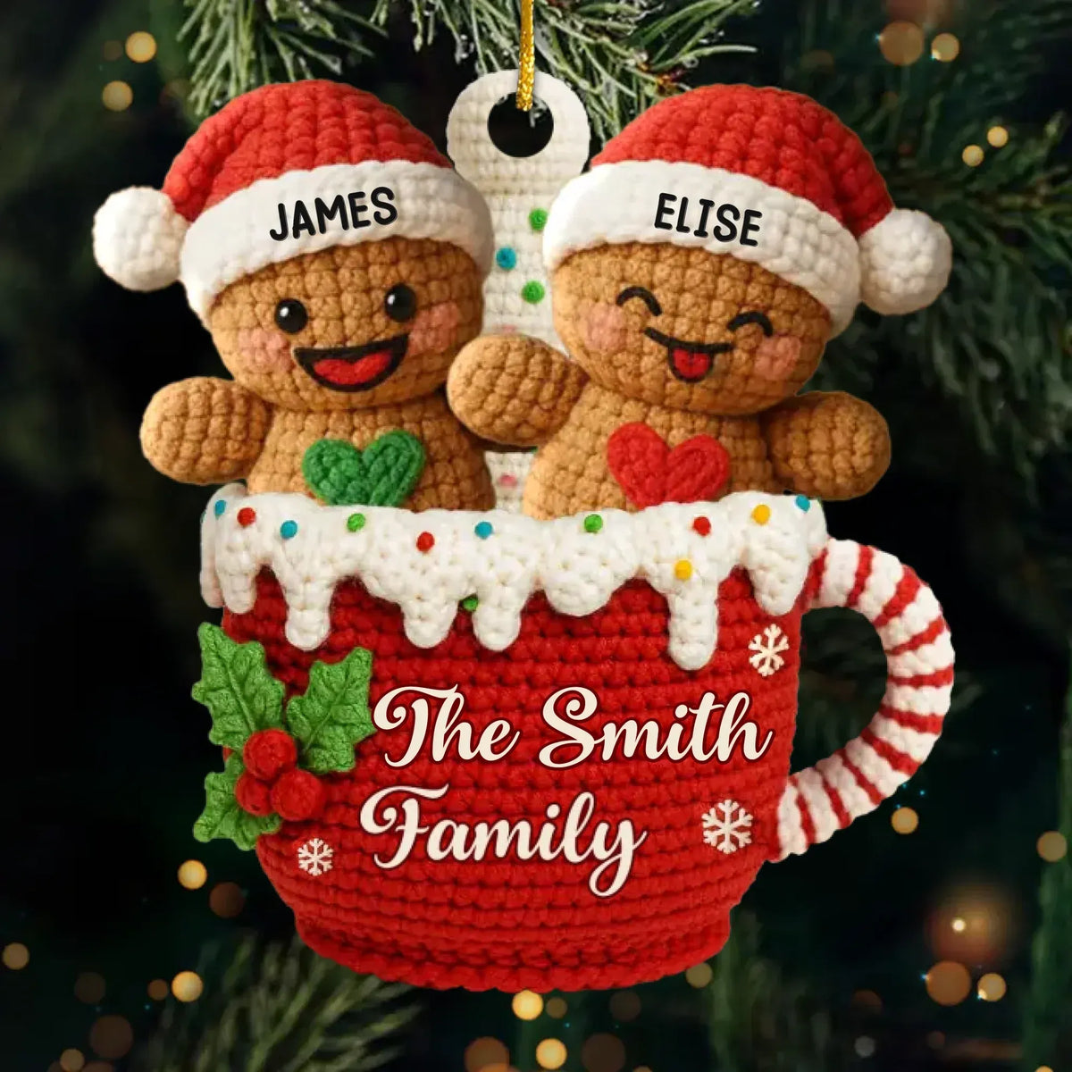 Love Gathers Around Us - Personalized Acrylic Ornament - Personalized Christmas Birthday Gifts For Mom, Dad, Brother, Sister, Kids