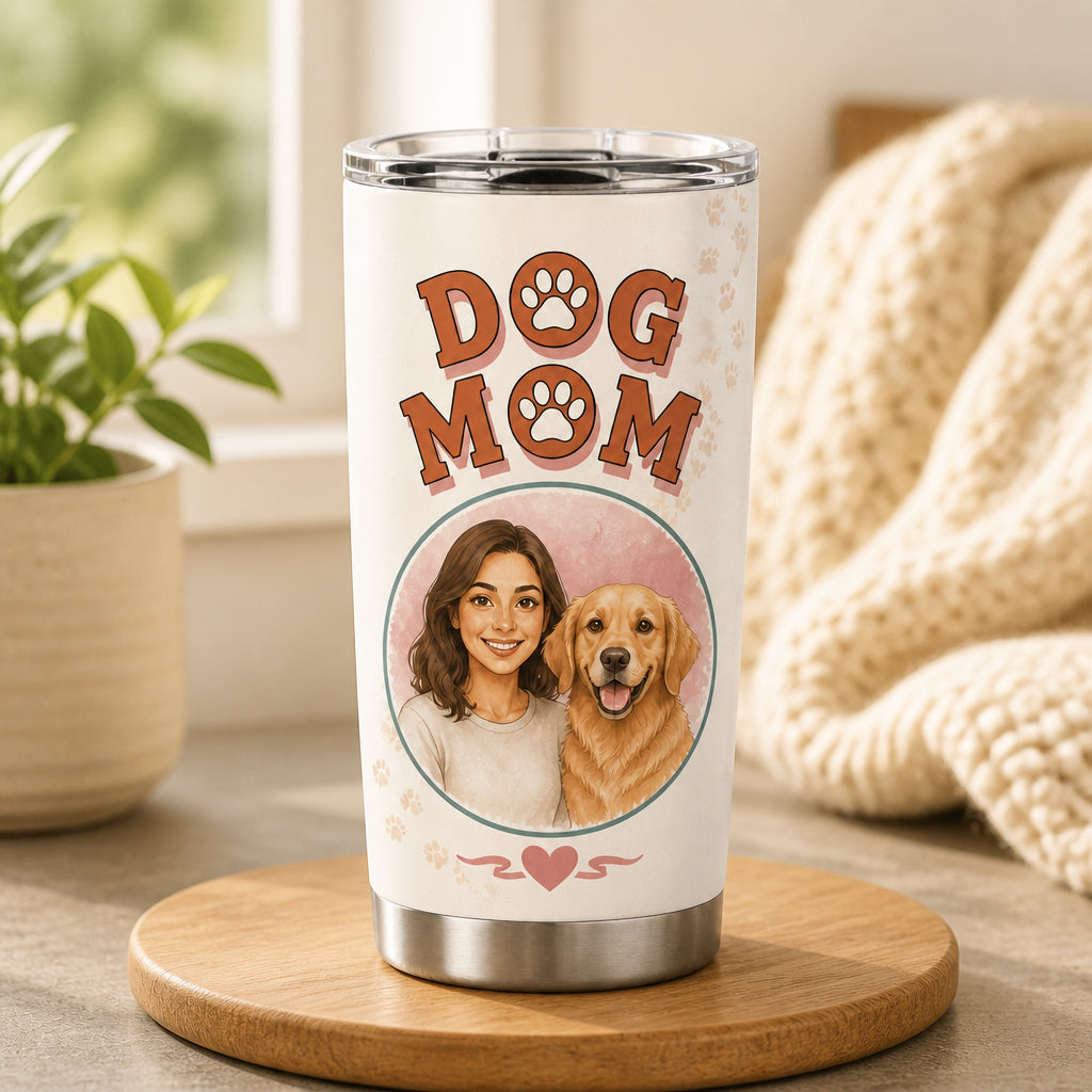 Dog Mom Tumbler – Two Portrait Upload (Owner + Dog) - Personalized Tumbler 68e0c3a2-1506-49fd-8b56-94ba92b56826.jpg