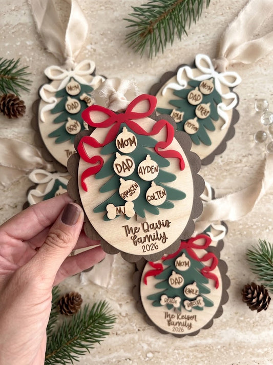 Personalized Family Ornament, Christmas Ornament, Scalloped Bow Ornament, Gift for Christmas, Family Ornament, Pet Ornament 68e80119-cf6b-49e1-a7d0-702cc350a51b-6dae2829-b145-4d50-8de2-d8fc1dd8aa19.jfif