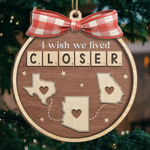 Custom Long Distance Wood Ornament - Personalized Best Friend Birthday Gifts For Women, Besties, Sisters, BFF - Across Borders Our Bond Remains