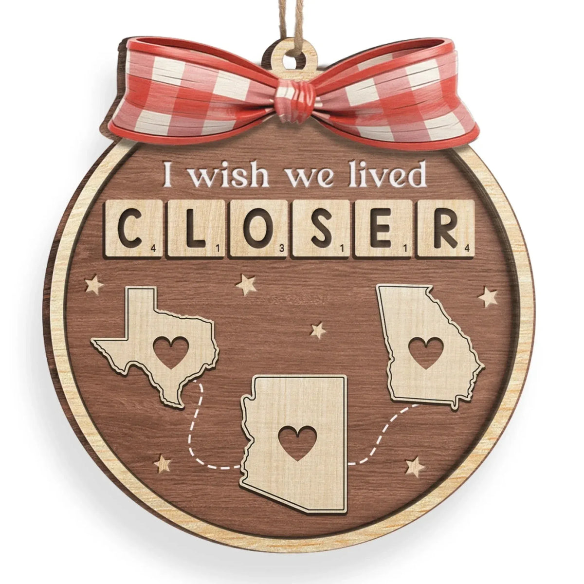 Custom Long Distance Wood Ornament - Personalized Best Friend Birthday Gifts For Women, Besties, Sisters, BFF - Across Borders Our Bond Remains