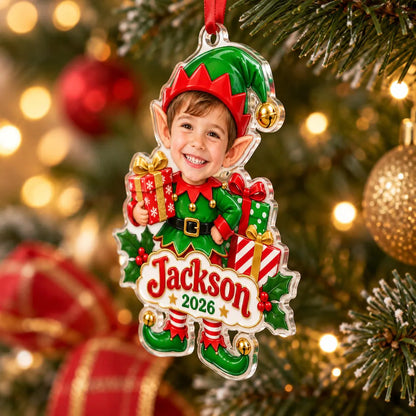 Personalized Photo Elf Christmas Ornament, Custom Boy Elf Ornament, Acrylic Christmas Tree Ornament, Kids Name Holiday Gift, 2026 Ornament 68f491c0-465e-497c-a60a-41a373527292-4.webp