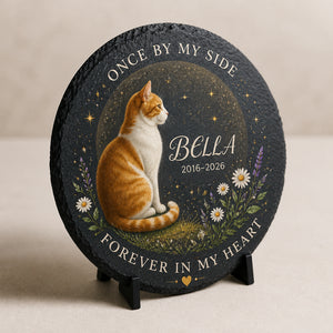 Cat Memorial Slate Stone – Once By My Side – Personalized Name & Years - Personalized Slate Memorial Stone 68f7c4a2-5ae9-4aae-be81-d0c502a932ee.jpg