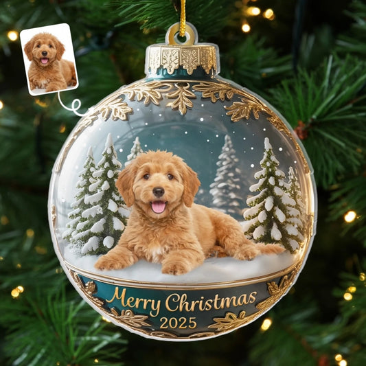 Custom Photo Acrylic Ornament - Personalized Christmas Birthday Gifts For Dog Cat Lovers, Dog Dad And Mom, Cat Owners - Merry Woofmas From The Goodest Pup
