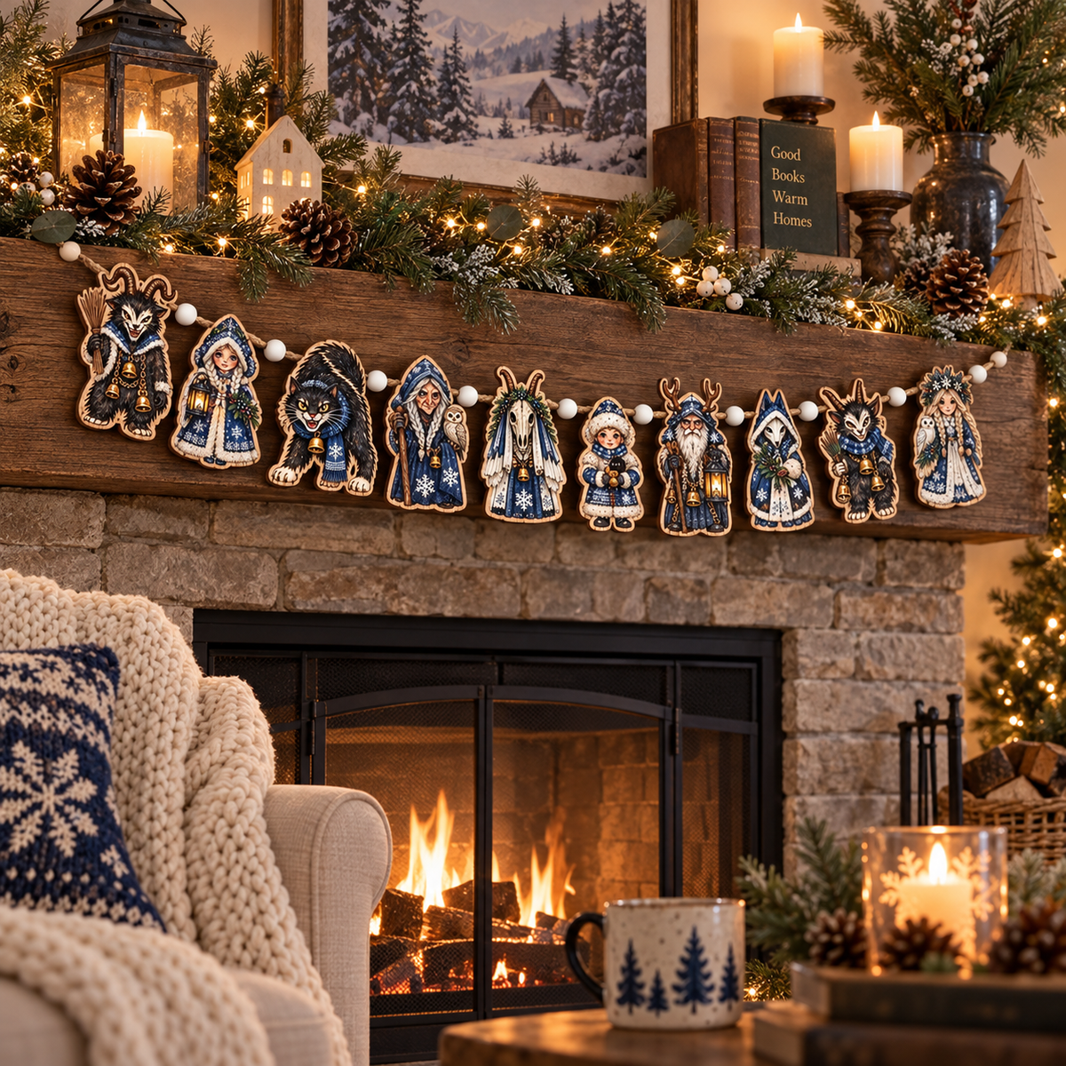 Yule Folklore Christmas Wood Garland: Blue Krampus and Winter Witch Beaded Mantel Banner 690c11fd-d9f4-4198-b681-788dea80bd81-e4c7f25c-826d-46b4-9f2a-a7361c06324d.png