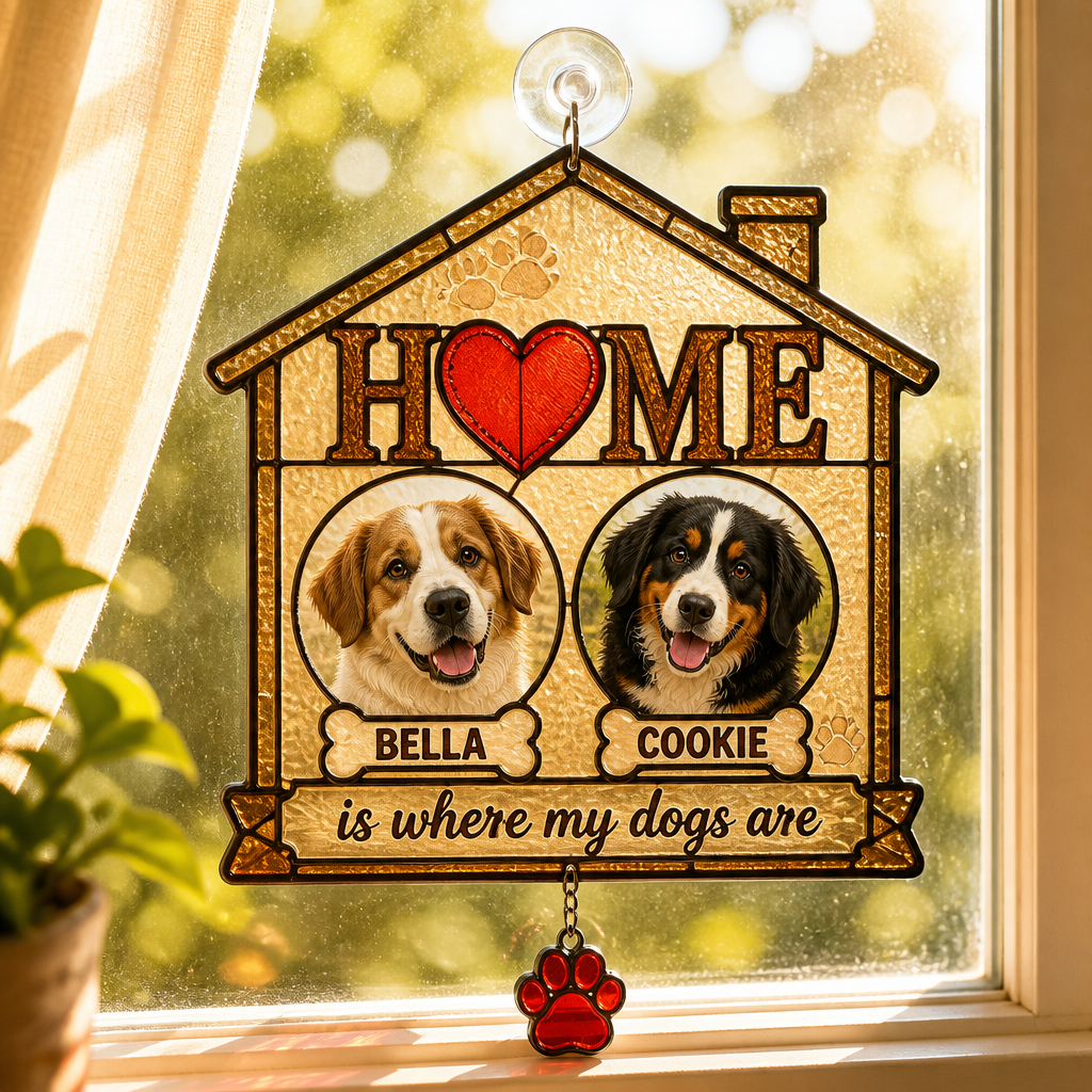 HOME Is Where My Dogs Are – Custom Pet Photo Doormat - Personalized 1 Layered Suncatcher with Charm 6916c3ca-58b5-4164-9e92-334edae61617.png