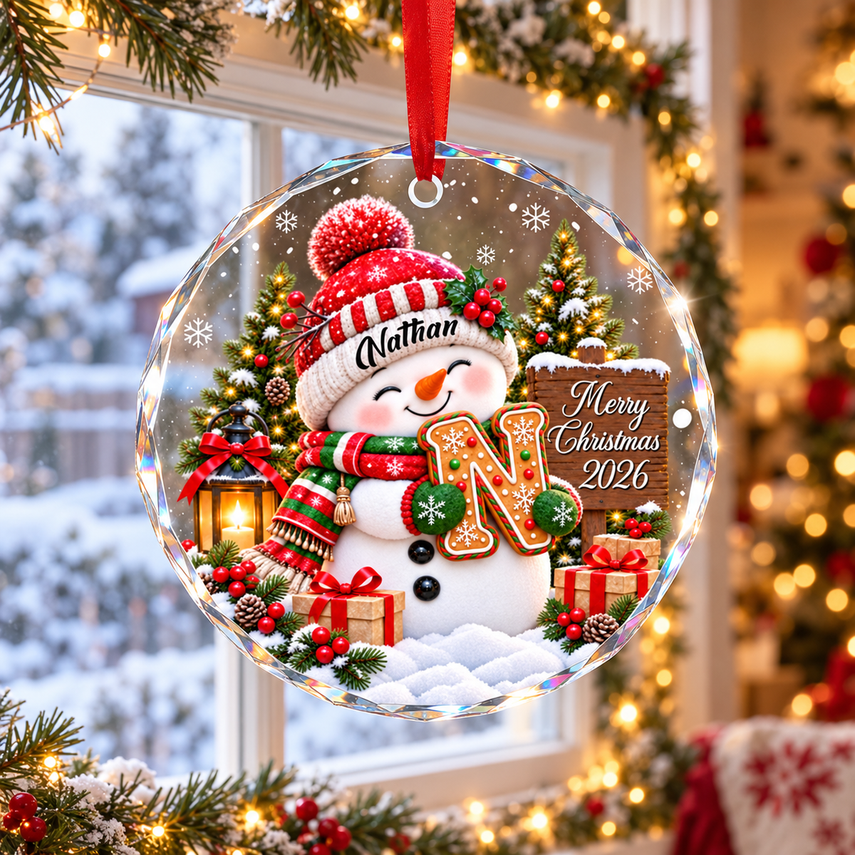 Personalized Kid Name Ornament, Letter Gingerbread with Snowman Keepsake 691a85d1-f068-4513-b97d-d11e134b047c-banner-1.png