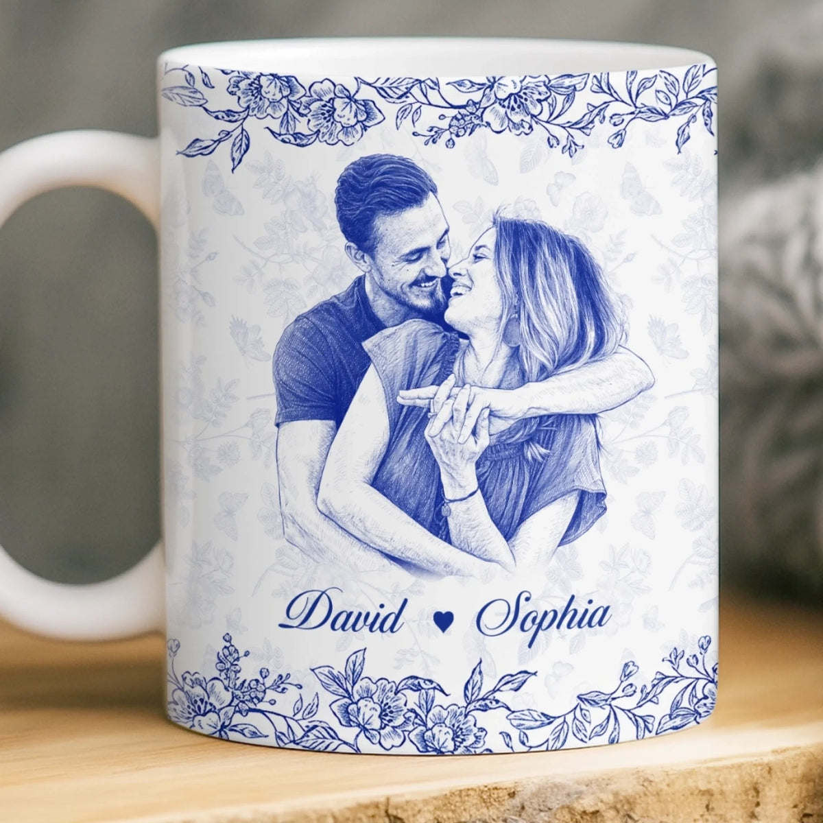 Custom Photo Mug - Personalized Anniversary Wedding Gifts For Husband And Wife, Him And Her - Holding Hearts Through Everything