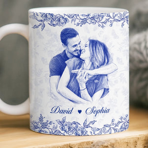 Custom Photo Mug - Personalized Anniversary Wedding Gifts For Husband And Wife, Him And Her - Holding Hearts Through Everything
