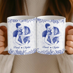 Custom Photo Mug - Personalized Anniversary Wedding Gifts For Husband And Wife, Him And Her - Holding Hearts Through Everything