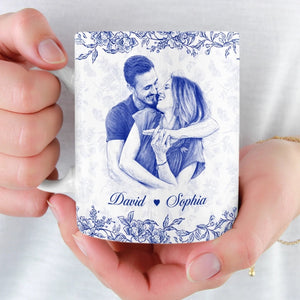 Custom Photo Mug - Personalized Anniversary Wedding Gifts For Husband And Wife, Him And Her - Holding Hearts Through Everything