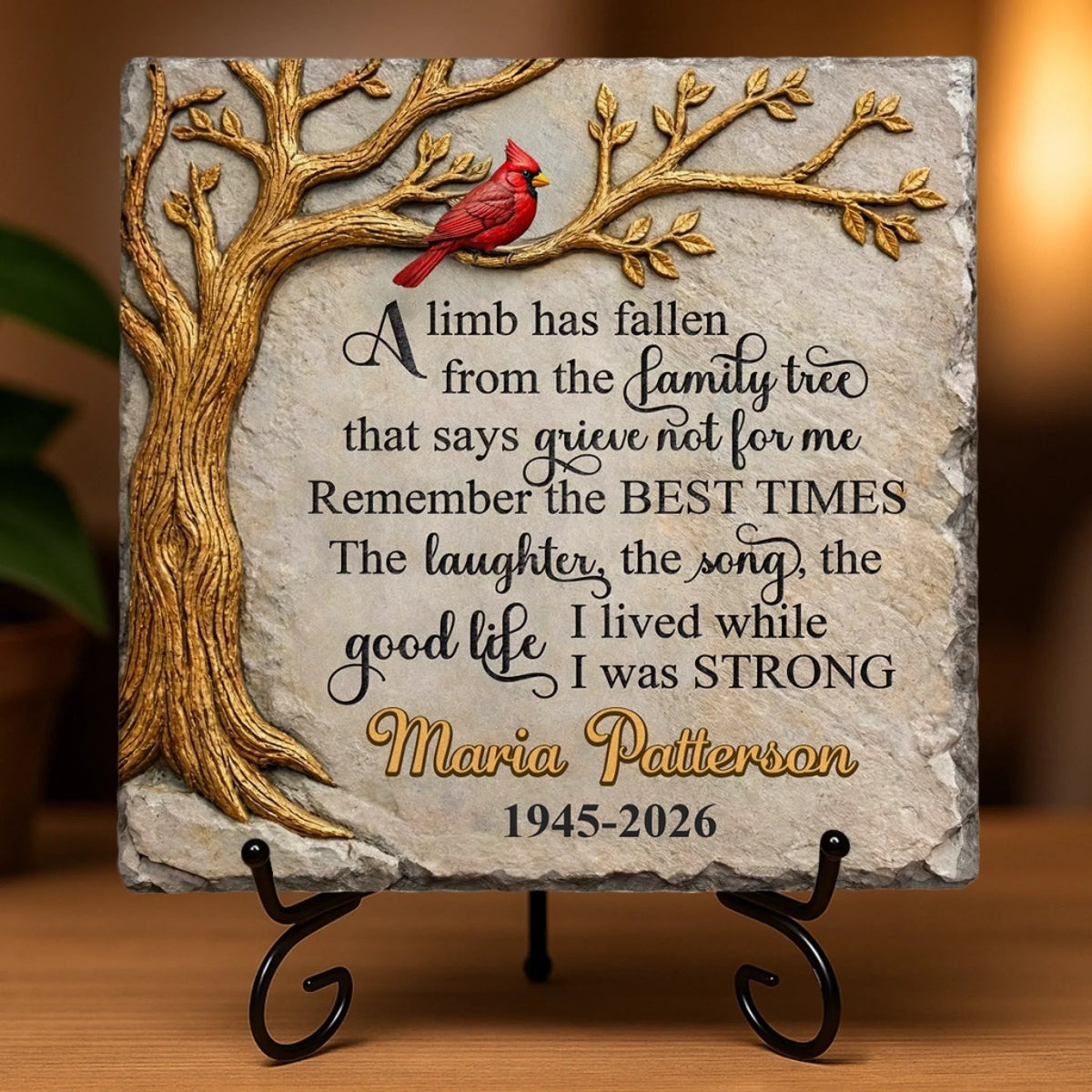 Custom Square Shaped Stone With Stand - Personalized Memorial Sympathy Gifts For Loss Of Mom, Dad