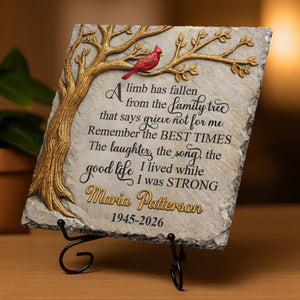 Custom Square Shaped Stone With Stand - Personalized Memorial Sympathy Gifts For Loss Of Mom, Dad