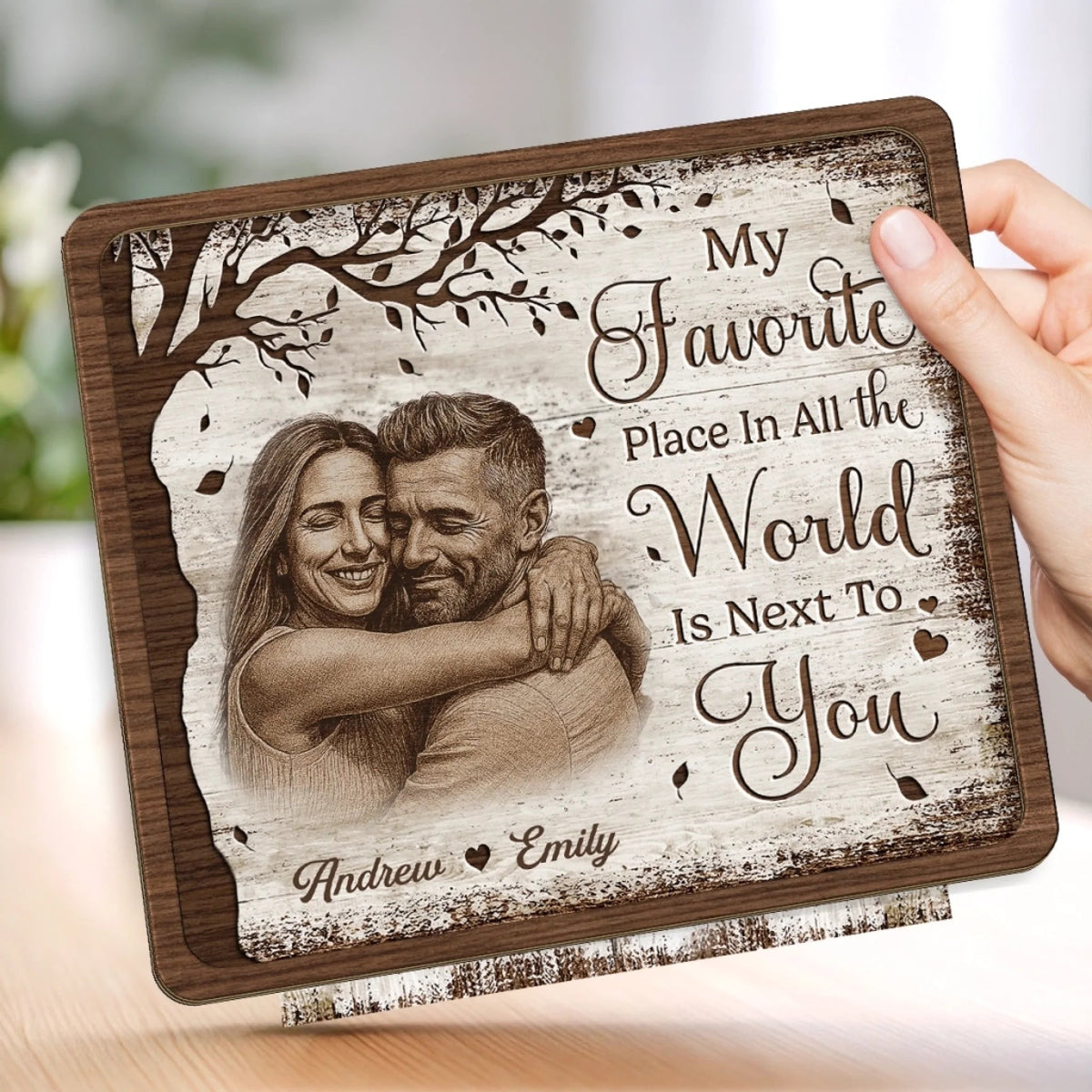 Custom Photo Wooden Plaque - Personalized Anniversary Wedding Gifts For Husband And Wife, Him And Her - Love Chosen Again Today