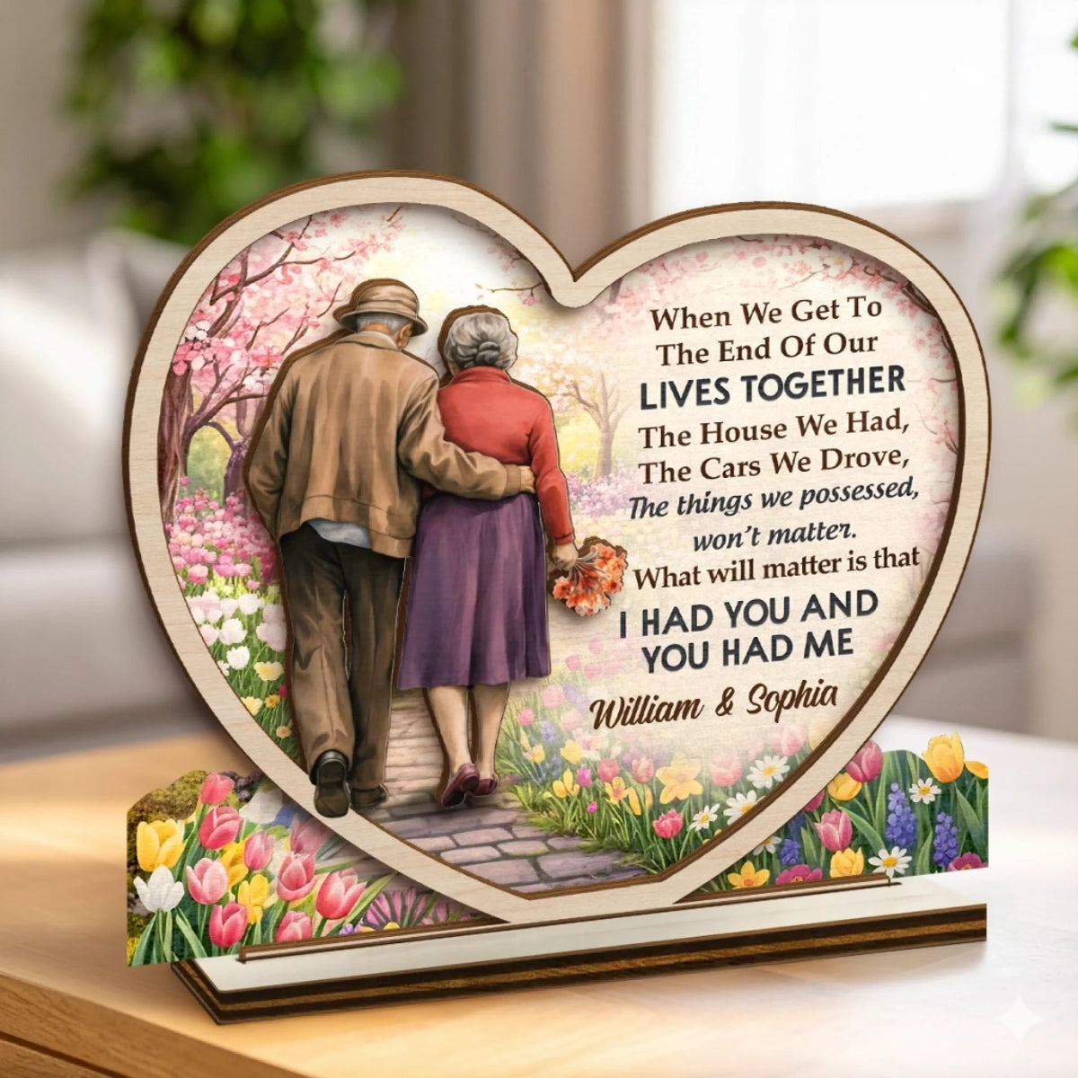 Custom Wooden Plaque - Personalized Anniversary Wedding Gifts For Husband And Wife, Him And Her - Love Looks Good On Us