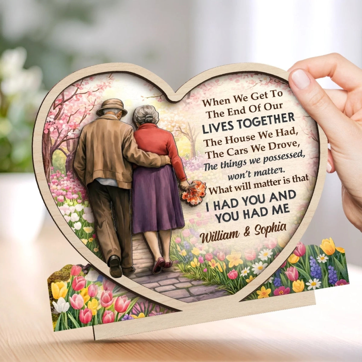 Custom Wooden Plaque - Personalized Anniversary Wedding Gifts For Husband And Wife, Him And Her - Love Looks Good On Us