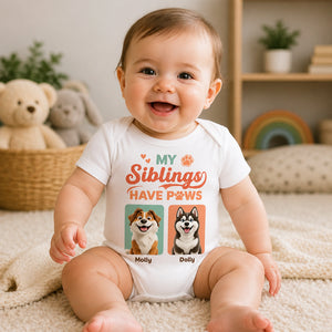 My Siblings Have Paws — Baby Onesie (Custom Pet Photo Portraits) - Personalized Baby Onesie With Color 69586806-40ac-46c0-b2ba-8e792911020f.jpg