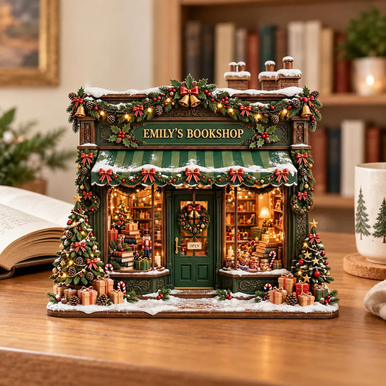 Christmas Bookshop Wooden Block, Cozy Bookstore Christmas Decor, Book Lover Gift, Holiday Shelf Decor, Christmas Village Bookstore 695e31dc-5460-487c-ae48-6e6113303d72-hjhj-4-.webp