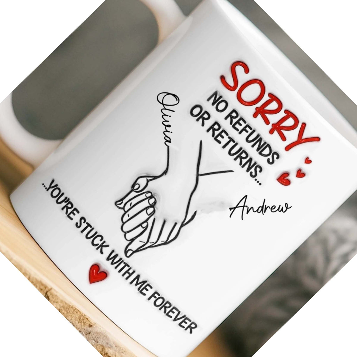 Custom 3D Inflated Effect Printed Mug - Personalized Anniversary Wedding Gifts For Husband And Wife, Him And Her - Side By Side Feels Natural