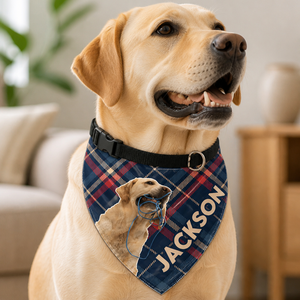 Custom Pet Photo Bandana – Paw Medallion Name Design - Personalized Pet Bandana Collar With Adjustable Buckle 69789a74-f9d4-476f-b0b8-ec6e5ecf057a.png