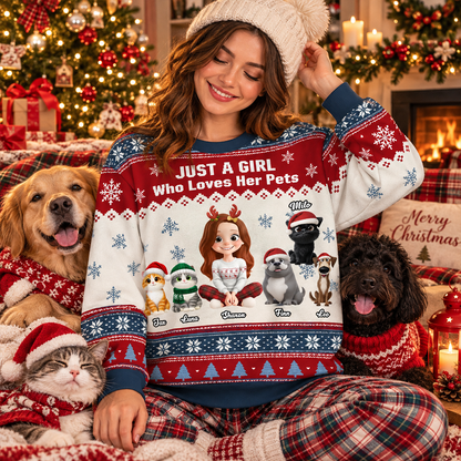 Just A Girl And Her Lovely Pets - Personalized All-Over-Print Sweatshirt - Christmas Gift For Dog Mom, Cat Mom 697cd5fb-57b3-4618-a6e0-e59cbf242d31-MOCKUP-3.png