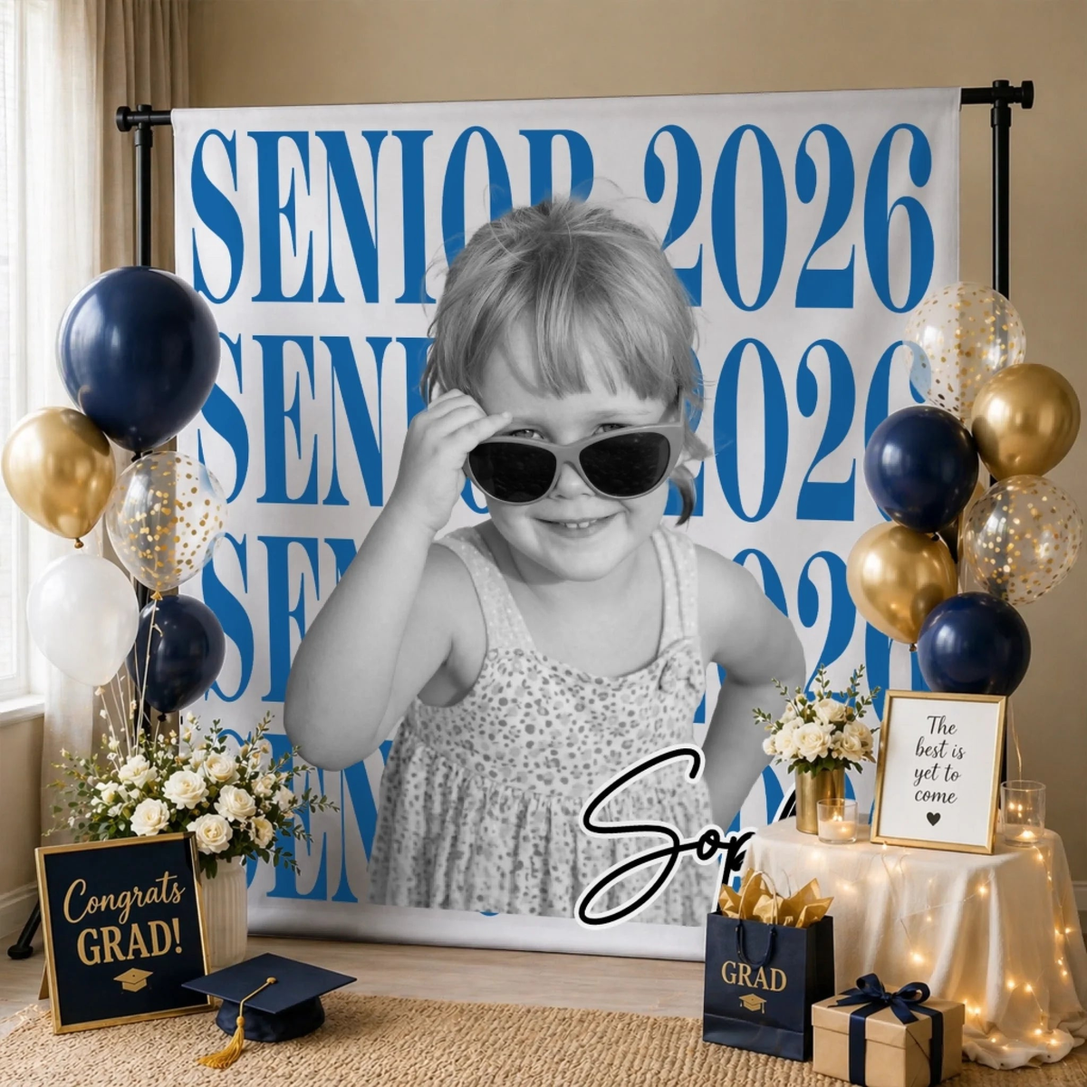 Custom Photo Graduation Backdrop - Personalized Graduation Gifts For Him, Her - From Little Dreams To Big Achievements