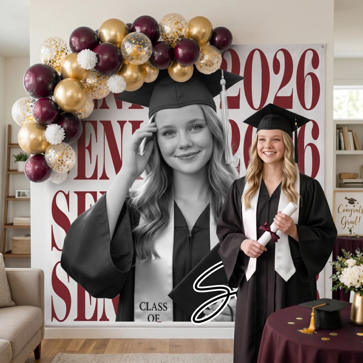Custom Photo Graduation Backdrop - Personalized Graduation Gifts For Him, Her - From Little Dreams To Big Achievements