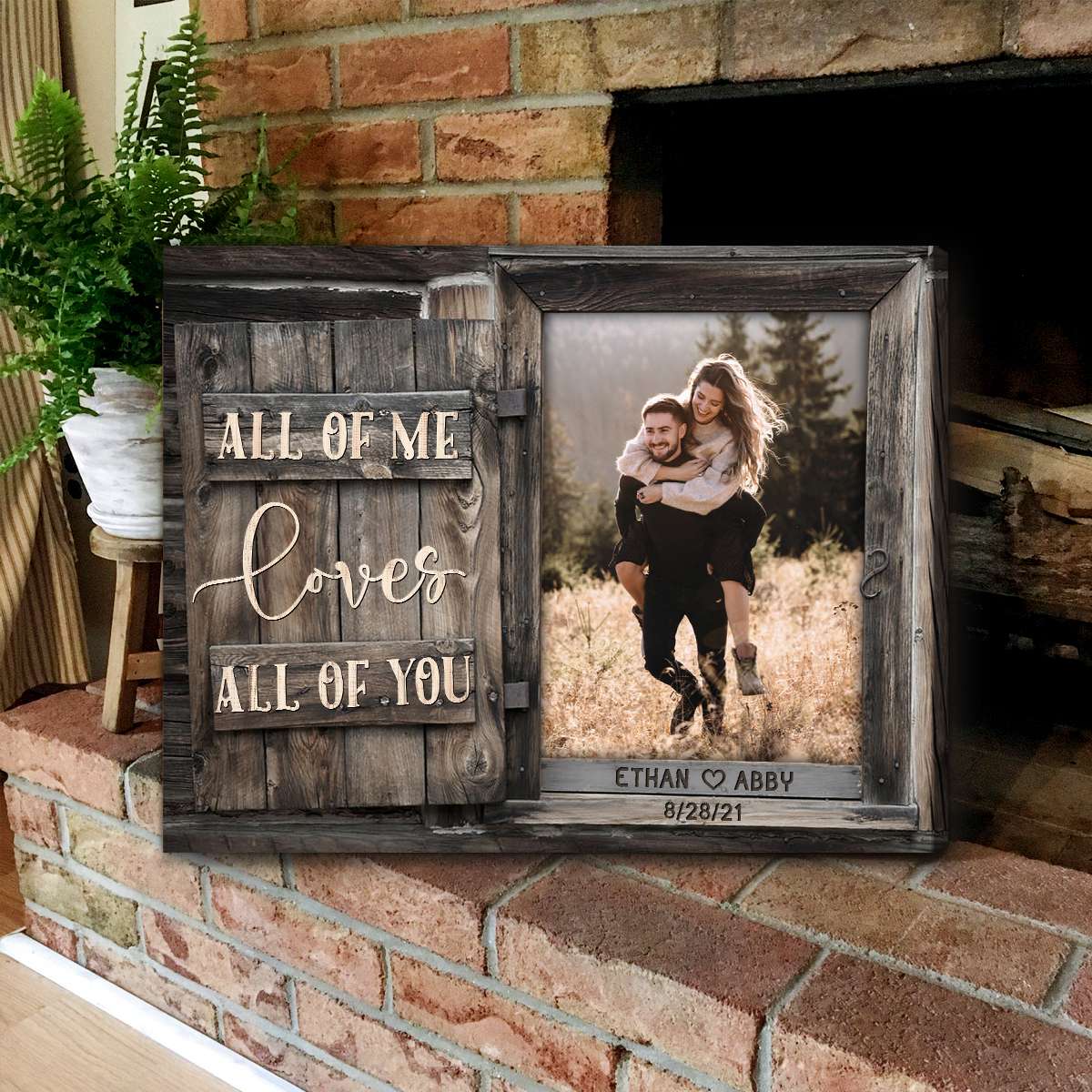 Personalized Photo Canvas with Message Window Frame, Couple Gift, Valentine's Day