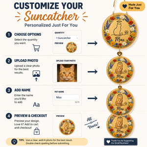 Angel Cat Memorial Floral Doormat (Personalized Name) - Personalized 1 Layered Suncatcher with Charm 69a325e0-4a3d-4c94-ac1a-8583726426c5.jpg