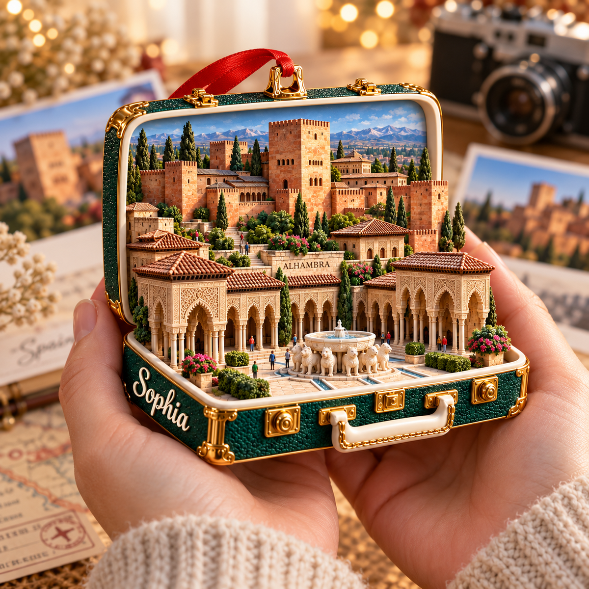Personalized 3D Alhambra Suitcase Christmas Ornament – Granada Spain Travel Souvenir & Gift for Spain Lovers 69a671ac-7e35-42d7-a716-8e88318fcde3-Emerald-Alhambra-Suitcase-Ornament-4.png