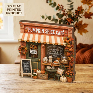 Pumpkin Spice Café 2D FLAT Wooden Block Decor, Fall Coffee Shop Shelf Sitter, Autumn Farmhouse Decor, Cozy Thanksgiving Table Accent 69a74611-485a-4c0a-8aba-895e2f3555d7-2.jpg