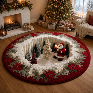 Christmas Santa Quilted Round Mat, Santa Claus 3D Illusion Rug, Christmas Tree Skirt, Holiday Floor Decor, Winter Rug, Christmas Rug 69af4497-f88c-4587-acd9-e74968ca61f9-xcvxvg-3-.webp
