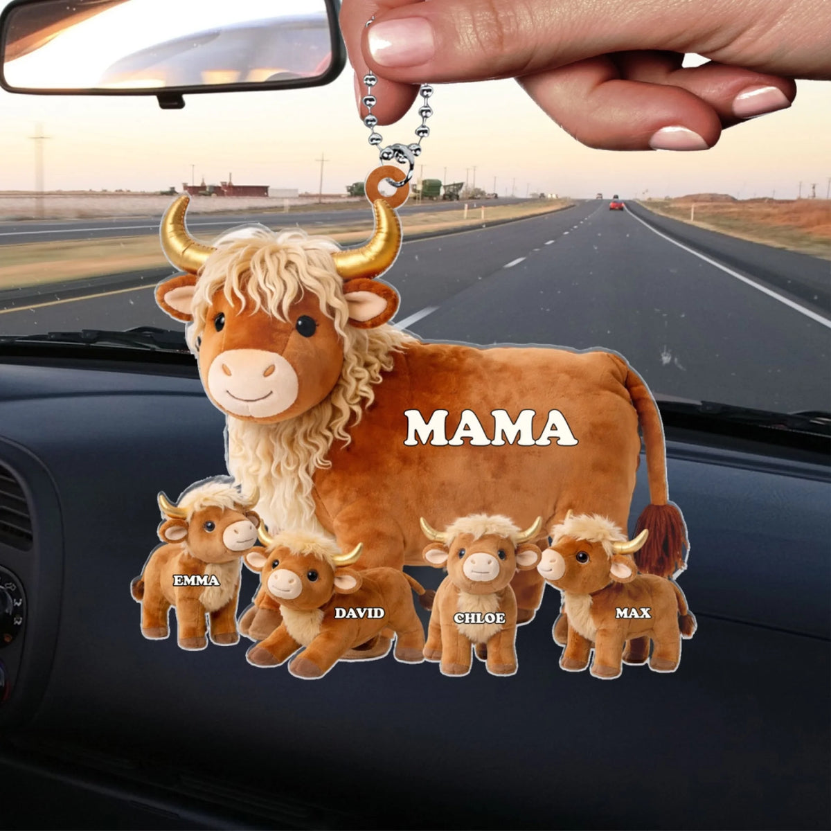 Highland Cow Mom Grandma - Personalized Acrylic Car Hanger Mother s Day, Gift For Mom, Grandma 69b10bb133722.jpg