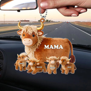 Highland Cow Mom Grandma - Personalized Acrylic Car Hanger Mother s Day, Gift For Mom, Grandma 69b10bb133722.jpg