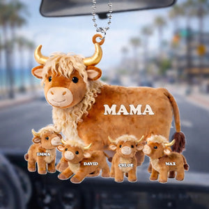 Highland Cow Mom Grandma - Personalized Acrylic Car Hanger Mother s Day, Gift For Mom, Grandma 69b10bb23be83.jpg