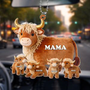 Highland Cow Mom Grandma - Personalized Acrylic Car Hanger Mother s Day, Gift For Mom, Grandma 69b10bb26757a.jpg