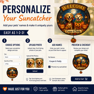 Halloween Welcome Custom Pet Portrait Garden Flag - Personalized 1 Layered Suncatcher with Charm 69c78b52-142b-40da-b683-5a252fabd72d.jpg