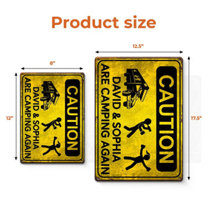 Camping Caution Metal Sign - Personalized Gifts For Campers