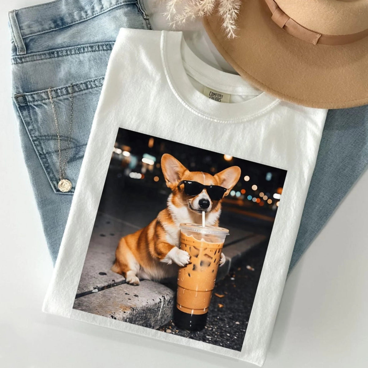 Funny Dog Cat Drinking Iced Coffee - Funny Personalized T-Shirt Dog Cat Lover Gift 69cf7bf1dd67f.jpg