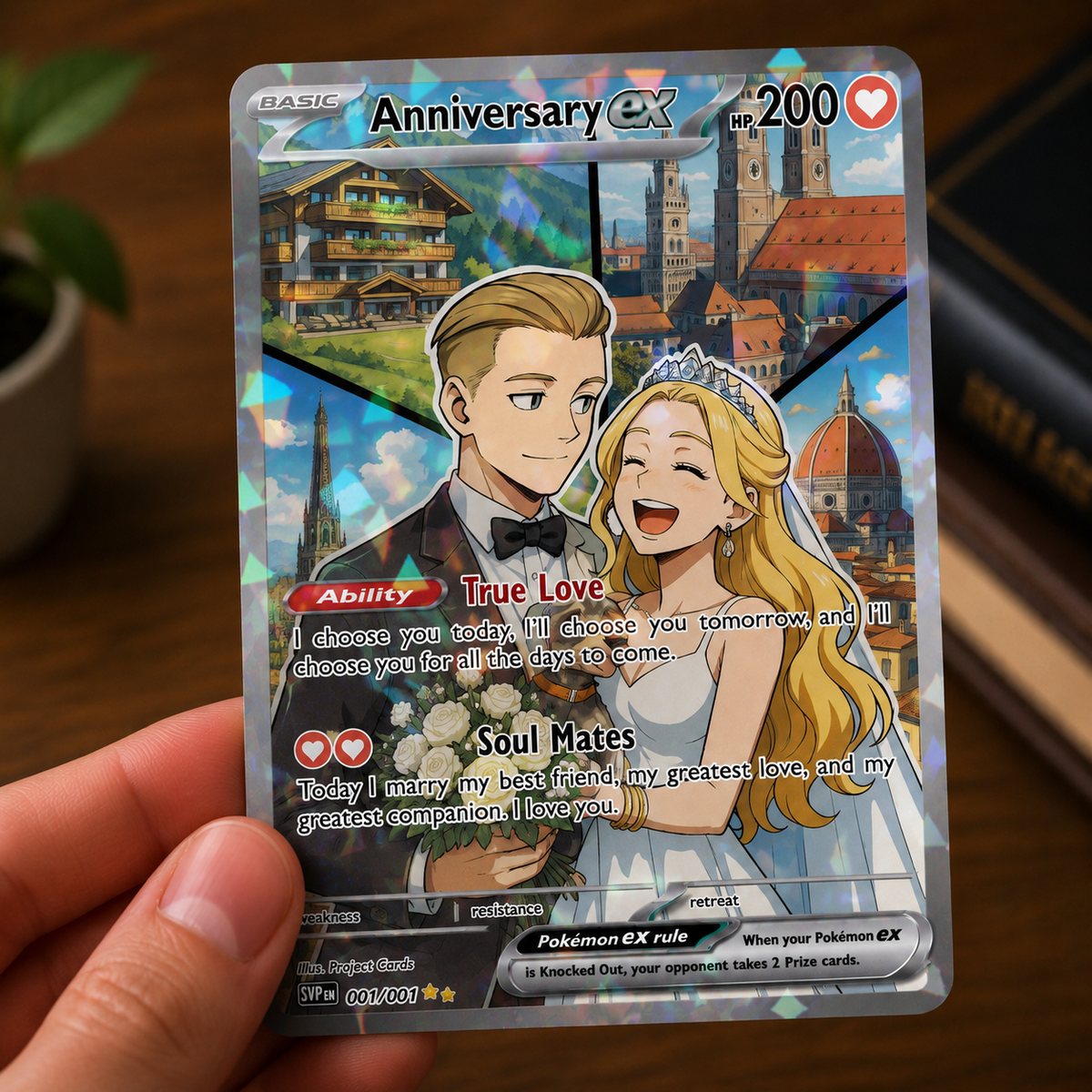 Personalized Relationship PKM Card, Custom Birthday Photo Art Card, Wedding & Anniversary Photo to Holo Card, Gift For Dad, New Dad Gift