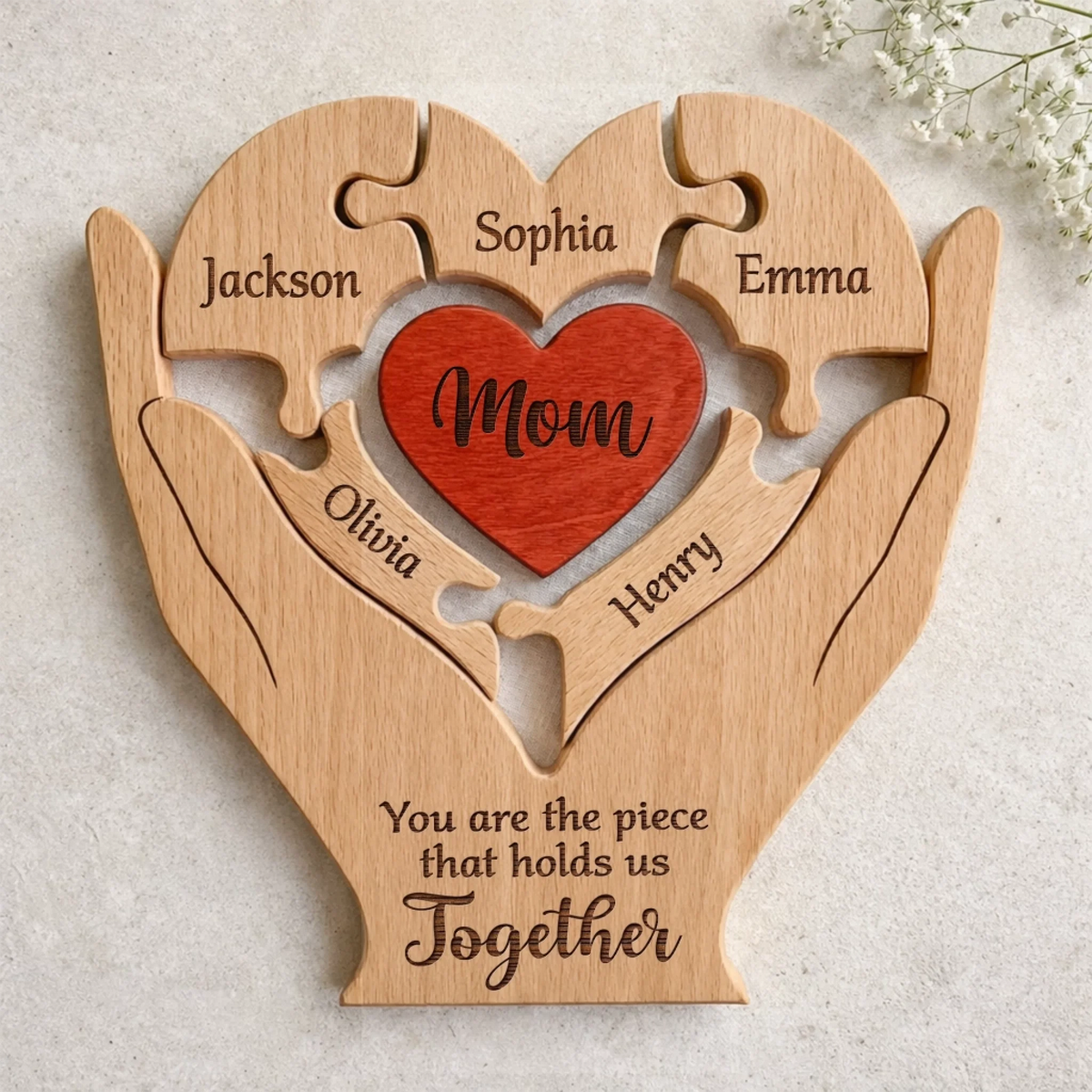 You Are The Piece - Custom Shaped Wooden Art Puzzle For Mom, Dad, Grandma, Grandpa