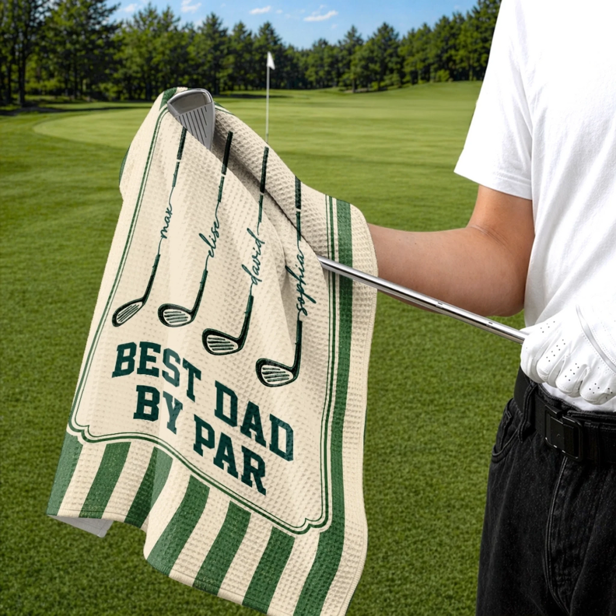 Golf More Worry Less - Custom Golf Towel - Personalized Father's Day Birthday Golf Gifts For Dad, Grandpa