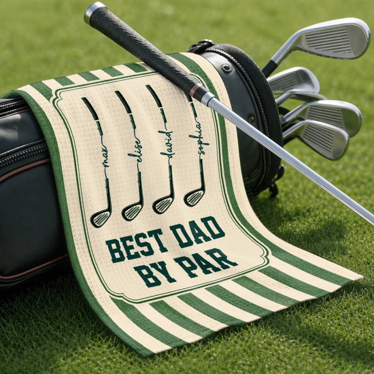 Golf More Worry Less - Custom Golf Towel - Personalized Father's Day Birthday Golf Gifts For Dad, Grandpa